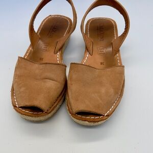 Calaxini Tan Leather Espadrille Slingback Sandals